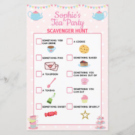 Girls Birthday Tee Party Scavenger Hunt