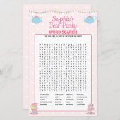 Girls Birthday Tee Party Word Search (Vorne/Hinten)