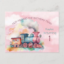 Girls Birthday Train Einladung Postkarte