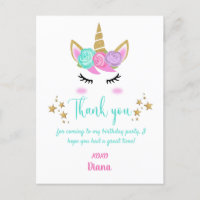 Girl's Birthday Unicorn Thema Danke