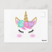 Girl's Birthday Unicorn Thema Danke Postkarte (Rückseite)