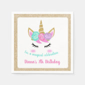 Girl's Birthday Unicorn Thema Serviette (Vorderseite)