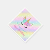 Girl's Birthday Unicorn Thema Serviette (Ecke)