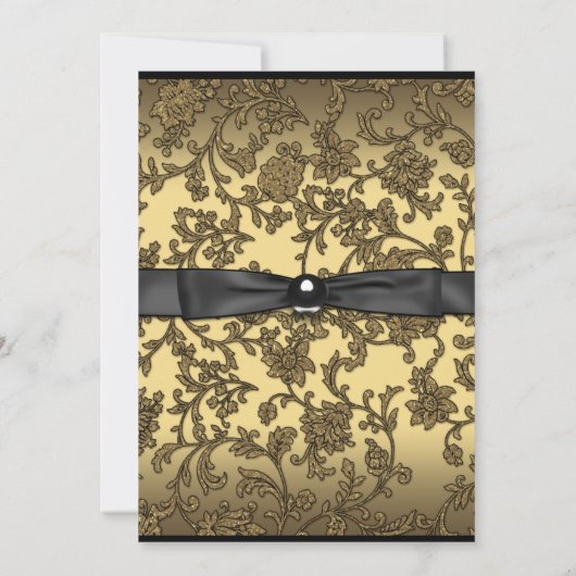 Girls Black and Gold Foto Abschluss Einladung (Rückseite)