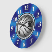 Girls blau, Silver Personalisiert Basketball Clock Große Wanduhr (Winkel)