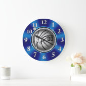 Girls blau, Silver Personalisiert Basketball Clock Große Wanduhr (Zuhause)