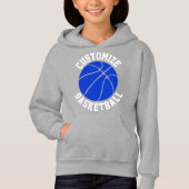 Girls Blue Basketball Custom Team Name und Nummer Hoodie (Vorderseite)