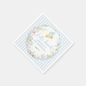 Girls Blue Bow Lemon Floral Serviette (Ecke)