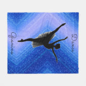 Girls Blue Dazzle Ballerina Tanz Fleecedecke (Vorderseite (Horizontal))