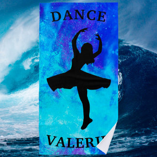 Girls Blue Galaxy Dance Beach Handtuch mit Name