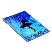 Girls Blue Galaxy Dance Notebook mit Namen Notizblock (Rechte Seite)