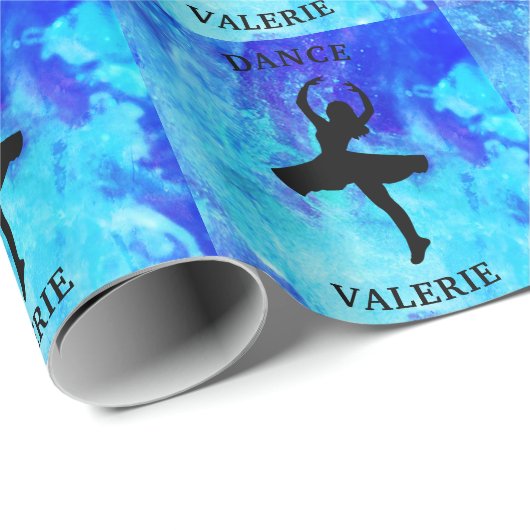 Girls Blue Galaxy Tanzpapier mit Namen Geschenkpapier (Rolleneckpunkt)