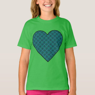Girls Blue Pastel Heart T - Shirt