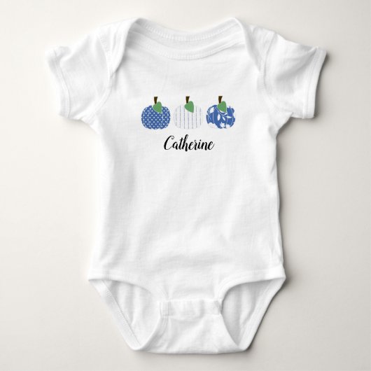 Girls Blue Pumpkin Trio Baby Strampler (Vorderseite)