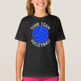 Girls Blue Volleyball Custom Team, Player & Number T-Shirt