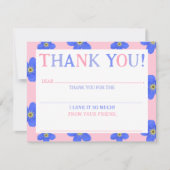 Girls Blumenrosa Füllung Dankeschön Karte (Vorderseite)