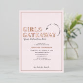 Girls Blush Bachelorette Wochenende Rose Gold Folieneinladung (Stehend vorne)
