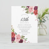 Girls Blush Pink 13. Geburtstagsparty Einladung (Stehend Vorderseite)