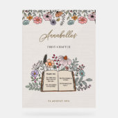 Girls Boho Book First Chapter Birthday Welcome Acrylschild (Vorderseite)