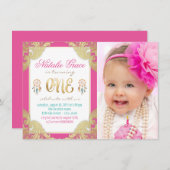 Girls Boho Erster Geburtstag Einladung (Vorne/Hinten)