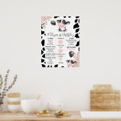 Girl's Boho Floral Cow 1st Birthday Milestone Poster (Küche)