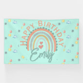 Girl's Boho Rainbow Dreams Minzgrün Banner (Horizontal)