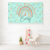 Girl's Boho Rainbow Dreams Minzgrün Banner (Insitu)