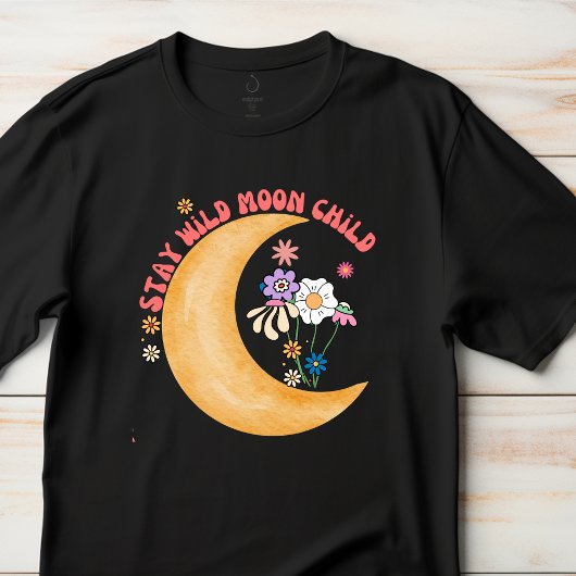 Girls Boho Retro "Moon Child" Basic T - Shirt