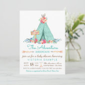Girls Boho TeePee Baby Shower Einladungen (Stehend Vorderseite)