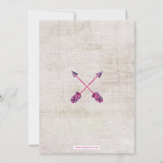 Girls Boho TeePee Einladungen zum Geburtstag (Rückseite)