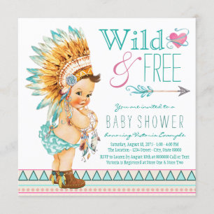 Girls Boho Tribal Baby Shower Einladung