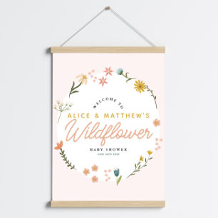 Girls Boho Wildblume Baby Dusche Begrüßungszeichen Poster
