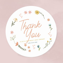 Girls Boho Wildblume Pink Baby Dusche Gefallen Runder Aufkleber