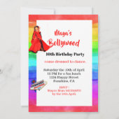 Girls Bollywood Bunte Spaß 10. Geburtstag Einladung (Rückseite)