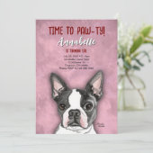 Girls Boston Terrier Geburtstagsparty Einladung (Stehend Vorderseite)