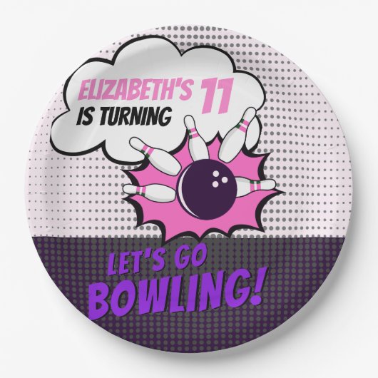 Girls' Bowling Birthday Bash Pappteller (Vorderseite)