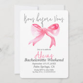 Girls Bows vor Vows Pink Junggeselinnen-Abschied Einladung (Vorderseite)