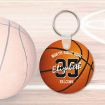 girl's boy's basketball keychain w team name