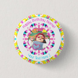 Girls Boys Happy Birthday Star Custom Age Foto Button