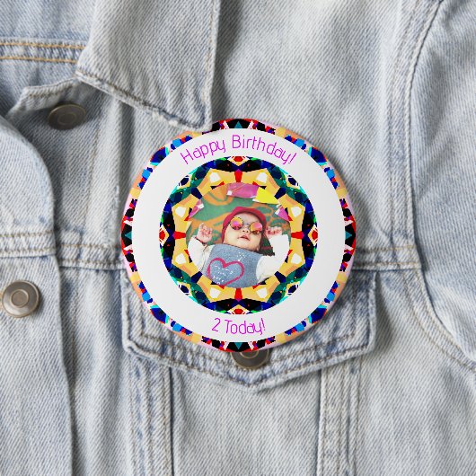 Girls Boys Happy Birthday Star Custom Age Foto Button (Beispiel)