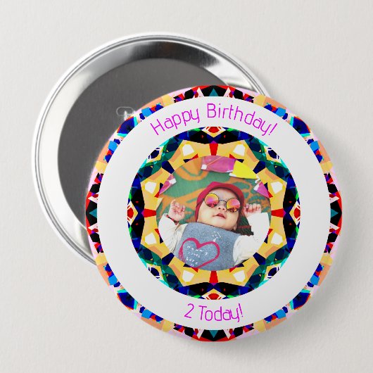 Girls Boys Happy Birthday Star Custom Age Foto Button (Vorne & Hinten)