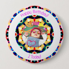 Girls Boys Happy Birthday Star Custom Age Foto Button