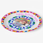Girls Boys Happy Birthday Star Custom Age Foto Pappteller (Schrägansicht)