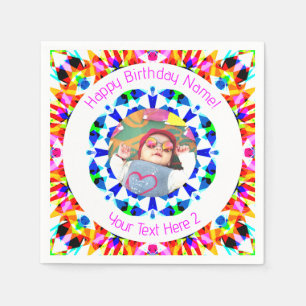 Girls Boys Happy Birthday Star Custom Age Foto Serviette