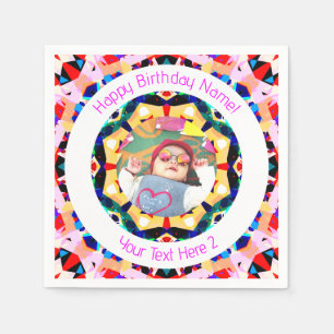 Girls Boys Happy Birthday Star Custom Age Foto Serviette