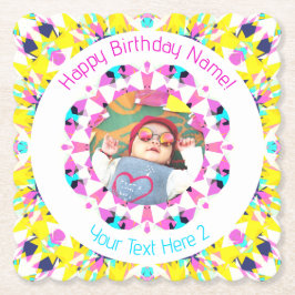 Girls Boys Happy Birthday Star Custom Age Foto Untersetzer