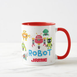 Girls BOYS Liebe ROBOTS RED Name Funny Cartoon Tasse