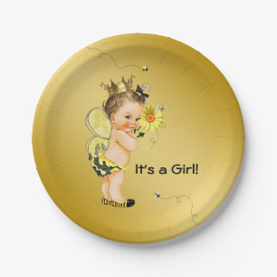 Girls Bumble Bee Baby Dusche Pappteller