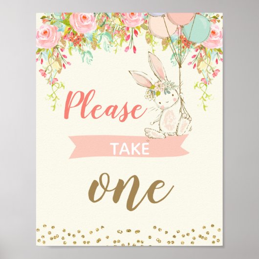 Girls Bunny Favor Sign 8x10 inch Poster (Vorne)