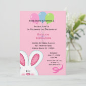 Girls Bunny Rabbit Einladung zum Geburtstag (Stehend Vorderseite)
